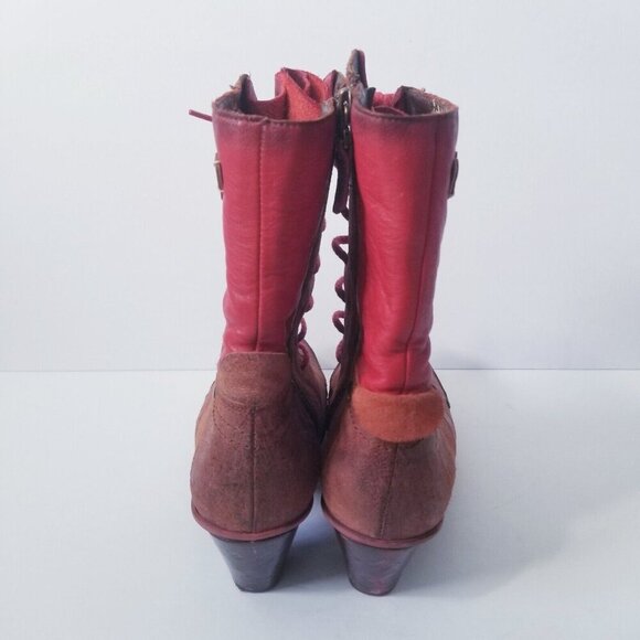 Maciejka S9/10 Leather Lace-up Heeled Boots Victorian Red - Picture 4 of 8